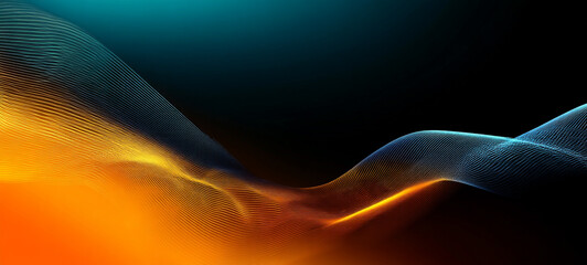 Wall Mural - abstract fluid waves in blue and orange tones - modern digital art background, abstract colorful sha