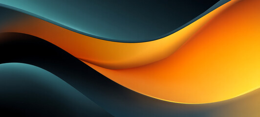 Wall Mural - abstract fluid waves in blue and orange tones - modern digital art background, abstract colorful sha