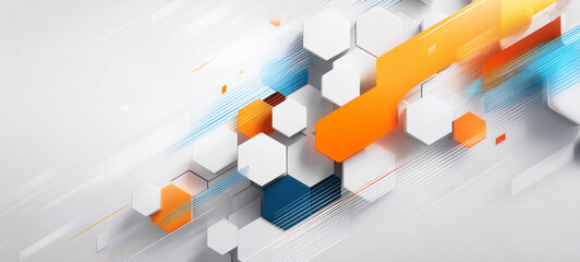Wall Mural - abstract white background with hexagon shape and digital technology concept white background
