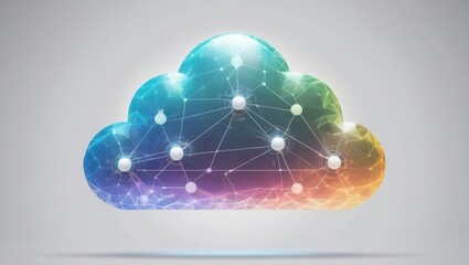 Centralized cloud hub with network of connected dots representing evolving data nodes and change