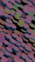 Leinwandbilder - Vibrant pink and blue discs arranged in a dynamic 3D pattern, forming a modern geometric composition with layered color transitions and a playful aesthetic.