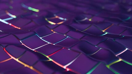 Aufkleber - A rippling mosaic of fluid squares in rich purple hues, creating illusions of a wave pattern that merges technology and synergy for a sleek, futuristic design.