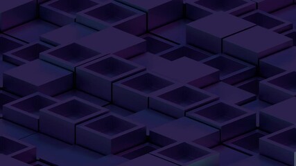 Fototapete - Purple layered squares in a 3D arrangement forming a minimal geometric pattern with depth and modern style.