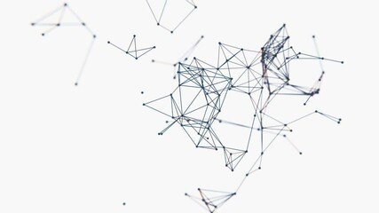 Poster - Delicate lines and nodes form an abstract floating network on a white background, blending illusions and technology in a minimal, futuristic design.