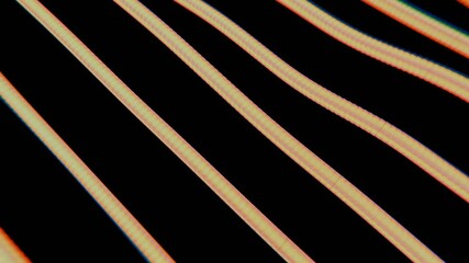 Leinwandbilder - Strings of purple spheres form a flowing wave pattern on a black background, blending illusions and technology into a dynamic, futuristic design.