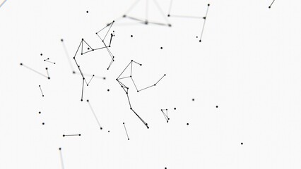 Aufkleber - Delicate lines and nodes form an abstract floating network on a white background, blending illusions and technology in a minimal, futuristic design........