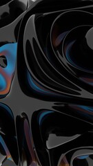 Aufkleber - A glossy black and blue swirl with hints of orange, forming a fluid, modern shape that merges reflection and color shifts in a dynamic 3D design........