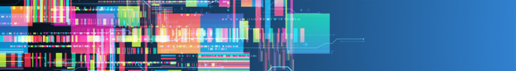 Aufkleber - Technological background with colorful squares glowing on a blue gradient.