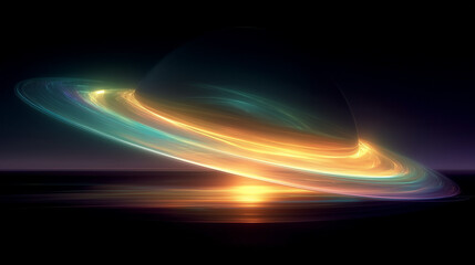 Wall Mural - sci-fi landscape,saturn planet, moon and planet on background