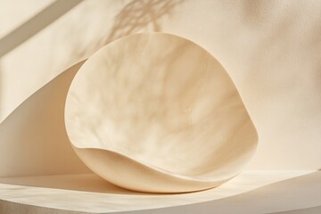 Wall Mural - spotlight illuminating a round sculptural form on a plain white surface during daylight hours