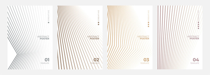 Poster - Set of abstract posters. Line patterns. Minimalist cover templates. Futuristic backgrounds for creative graphic design. Vector illustration.