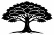© kanchanrani - teak tree silhouette line art vector illustration