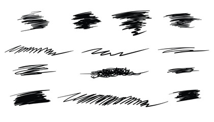 Fototapete - Hand drawn scribble line set. hand drawn pencil line shape set. rubbing lines on paper. rough lines. grunge stroke