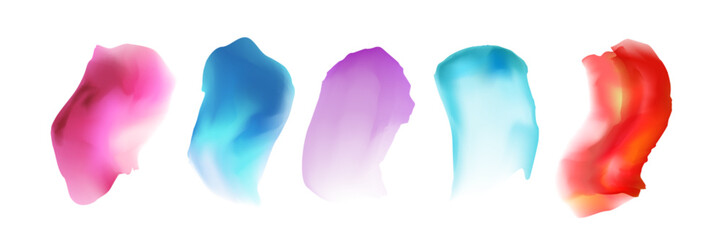 Wall Mural - watercolor brush strokes set in vibrant gradient colors. painted abstract shapes, artistic paint sme