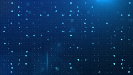 Wall Mural - Futuristic Blue Digital Data Background with Grid and Floating Dots Animation