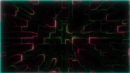 Wall Mural - Neon Futuristic Digital Grid Tunnel Background Animation