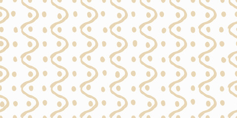 Aufkleber - The image features a seamless pattern of beige wavy lines and circles on a white background. The wavy lines are arranged in vertical rows, with each line forming a gentle, undulating curve.