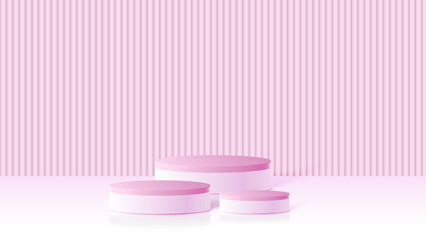 Wall Mural - Abstract minimal scene. Minimal podium with soft material base. Soft podium stages and product showcase platform with covers and golden in round and square shape. 