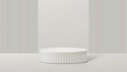 Wall Mural - Abstract minimal scene. Minimal podium with soft material base. Soft podium stages and product showcase platform with covers and golden in round and square shape. 