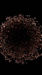 Aufkleber - Super slow motion of rotating coffee beans. Ultimate composition and motion. Filmed on high speed cinema camera, 1000 fps. Vertical aspect ratio.