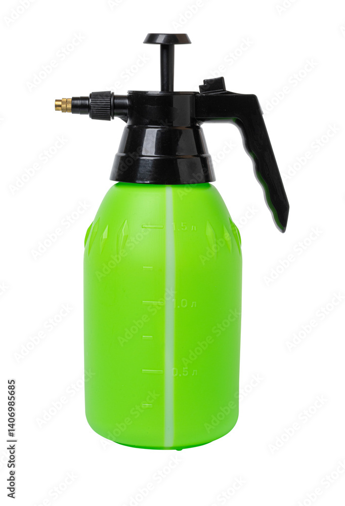 Green plastic spray bottle isolated on white background Stock Photo ...