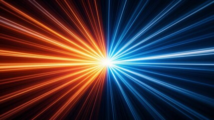 Poster - Abstract dark background of light with stripes of colourful rays moving from the center