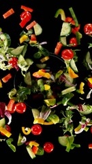 Aufkleber - Super slow motion of rotating fresh lettuce flying up in the air. Isolated on black background.  Filmed on high speed cinema camera, 1000 fps. Speed ramp effect. Vertical aspect ratio.