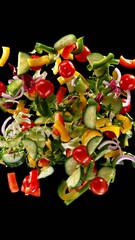 Fototapete - Super slow motion of rotating fresh lettuce flying up in the air. Isolated on black background.  Filmed on high speed cinema camera, 1000 fps. Vertical aspect ratio.