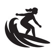 © shahariea - Surfing silhouette vector illustration White Background.