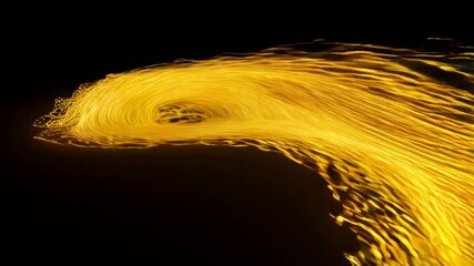 Wall Mural - Golden Swirls: A mesmerizing view of radiant, golden swirls gracefully arcing against a stark black background, reminiscent of energy, motion, and ethereal beauty. 