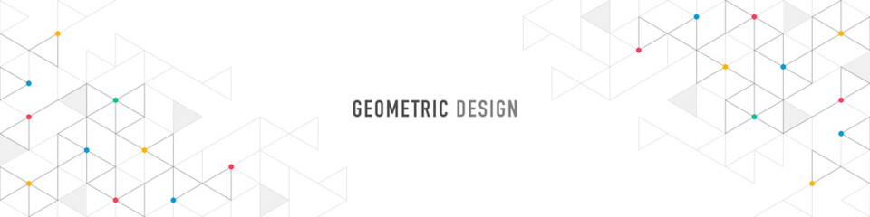 Wall Mural - Graphic design element for web page or banner with a geometric pattern of triangle shapes.