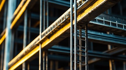 Aufkleber - Metal framework supporting modern building construction project