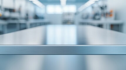 Leinwandbilder - Sleek metallic tabletop in robotics lab showcasing innovation