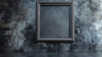 Poster - Empty frame hanging on grunge wall in dark room