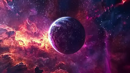 Wall Mural - exploring vibrant galaxy scenery with a stunning planet and dynamic cosmic clouds, galaxy space plan