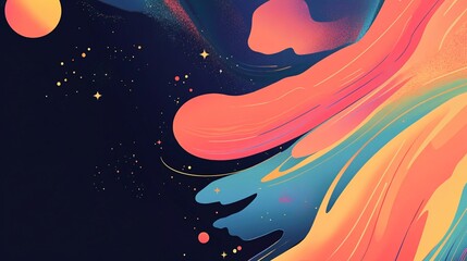 Leinwandbilder - Colorful abstract universe background with planets and stars