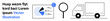 © robu_s - Pie chart with data and dollar sign, magnifying glass, delivery truck. Ideal for logistics, delivery, business analysis, finance, supply chain, research simple landing page