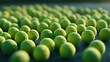 © Photo - Pile of bright green tennis balls resting on the court after a match detailed close-up view