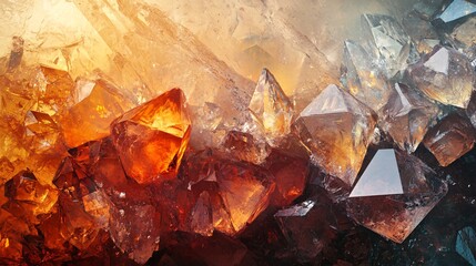 Poster - Smoky quartz crystals creating a beautiful texture with warm light