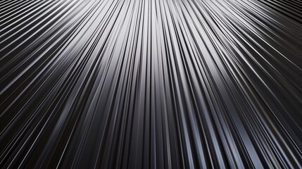 Poster - Dark gray shiny metallic ridges converging towards horizon background
