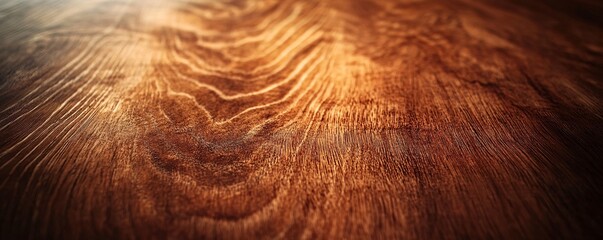 Aufkleber - Warm light gently illuminating smooth wooden surface with beautiful grain