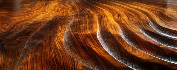 Aufkleber - Luxurious walnut wood grain creating flowing wave pattern