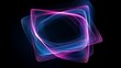 © Photo - Abstract square rectangle picture frame with vibrant blue and pink neon light motion effect isolated on black background empty copy space in the middle 3D design
