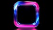 © Photo - Abstract square rectangle picture frame with vibrant blue and pink neon light motion effect isolated on black background empty copy space in the middle 3D design