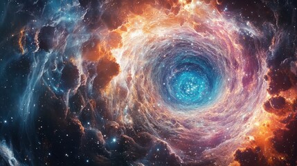 Wall Mural - A vibrant colorful swirling celestial cosmic nebula in the darkness