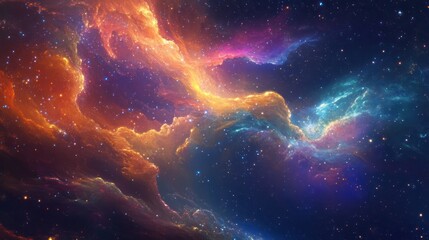 Wall Mural - A beautiful cosmic display of colorful nebulae and numerous stars