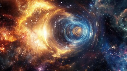 Wall Mural - A vibrant swirling vortex of color and light through space