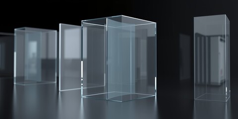 Transparent Glass Cubes Showcase Modern Design Minimalist Display