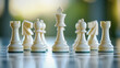 © junaid - White chess pieces lined in battle leadership strategy, decision making