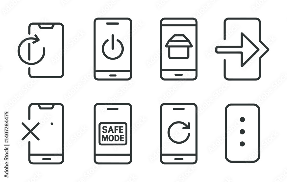 Stock-Vektorgrafik „outline vector icons of phone reboot options ...